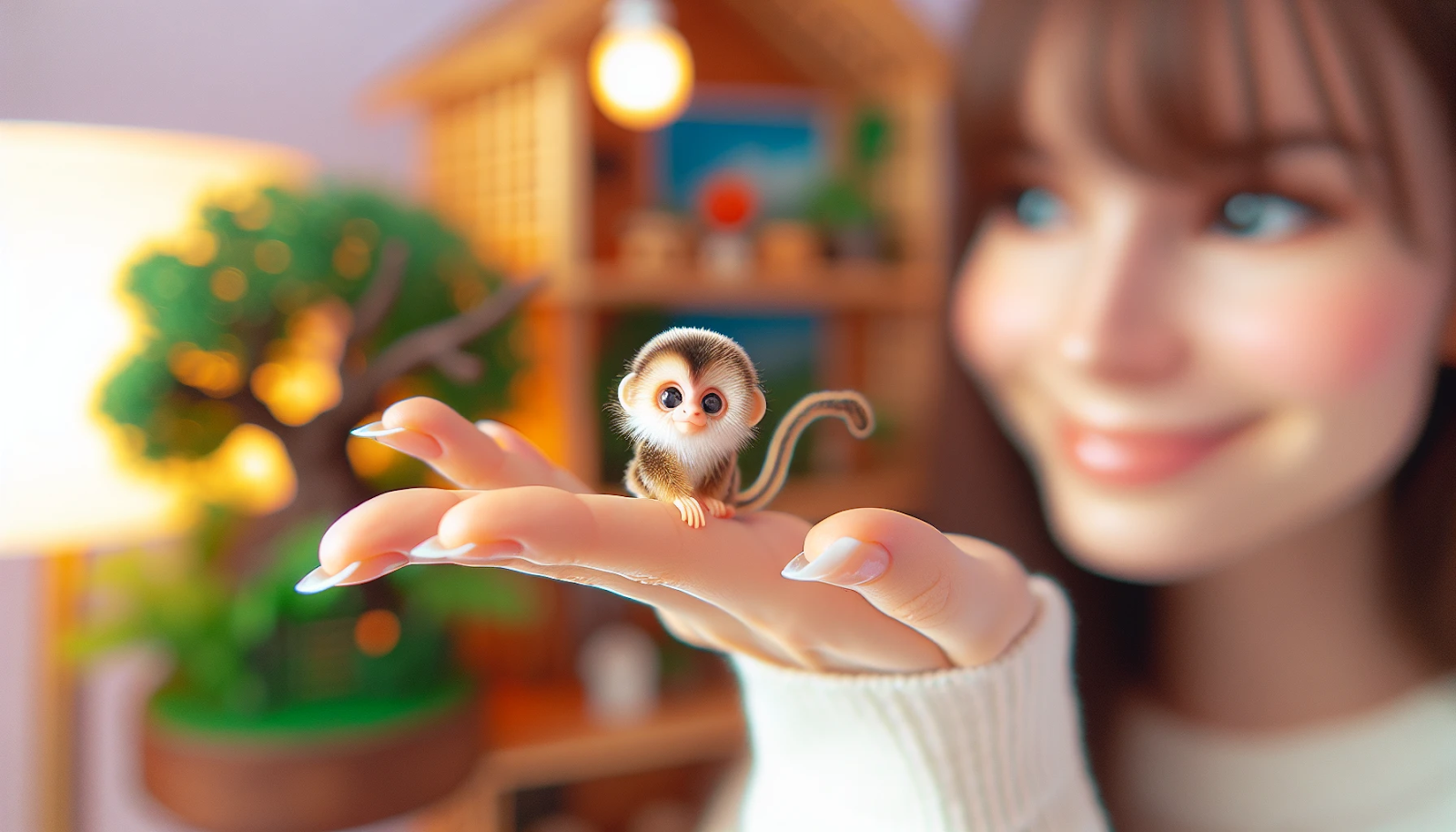 Illustration of a person interacting with a finger monkey